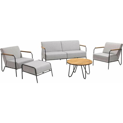 Salon de jardin 4 places en teck avec table basse