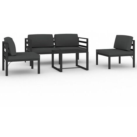 Salon de jardin 5 pcs avec coussins Aluminium Anthracite 3