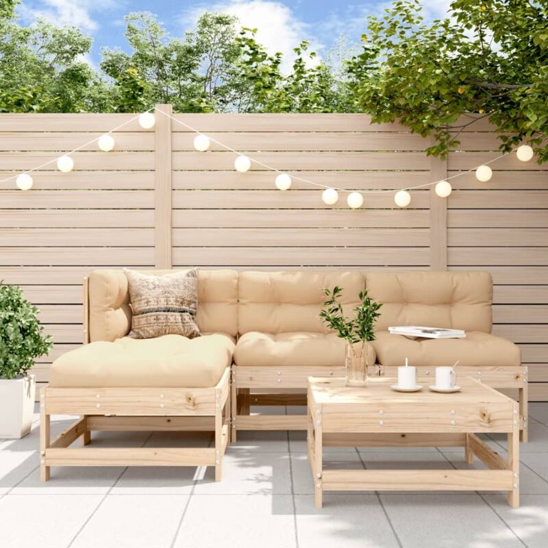 Vidaxl - Salon de jardin 5 pcs avec coussins bois massif