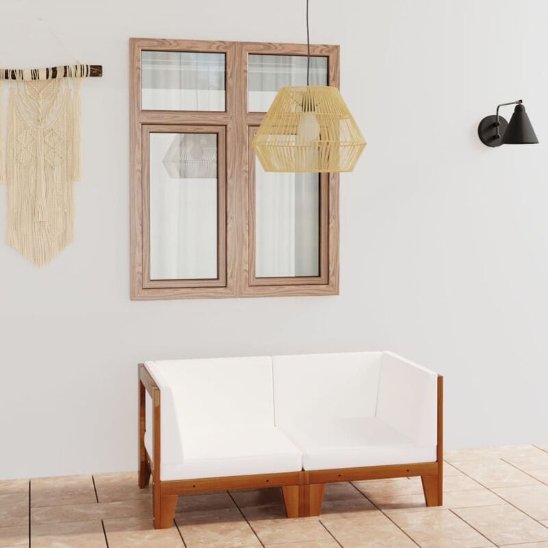 Vidaxl - Canapé 2 places avec coussins blanc crème Bois d'acacia massif