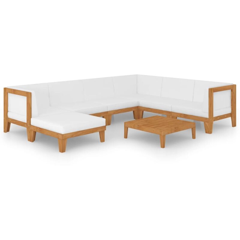 Salon de jardin 8 pcs avec coussins Bois d'acacia solide