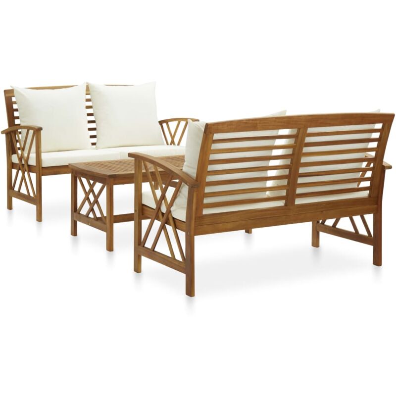 Vidaxl - Salon de jardin 3 pcs avec coussins Bois d'acacia massif