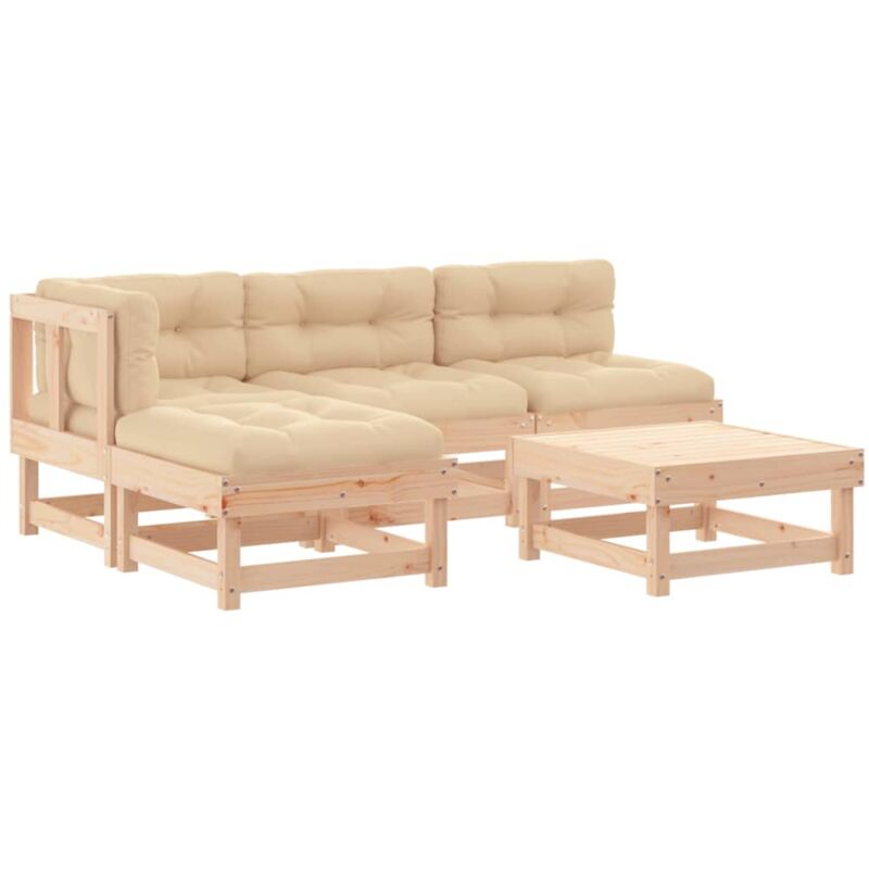 Vidaxl - Salon de jardin 5 pcs avec coussins bois massif