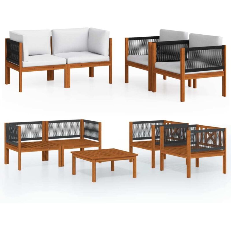 Vidaxl - Salon de jardin 5 pcs avec coussins Crème Bois d'acacia solide