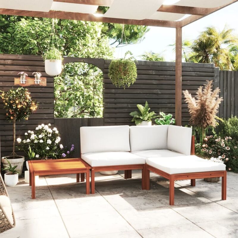 Vidaxl - Salon de jardin 4 pcs avec coussins Crème Bois d'acacia solide