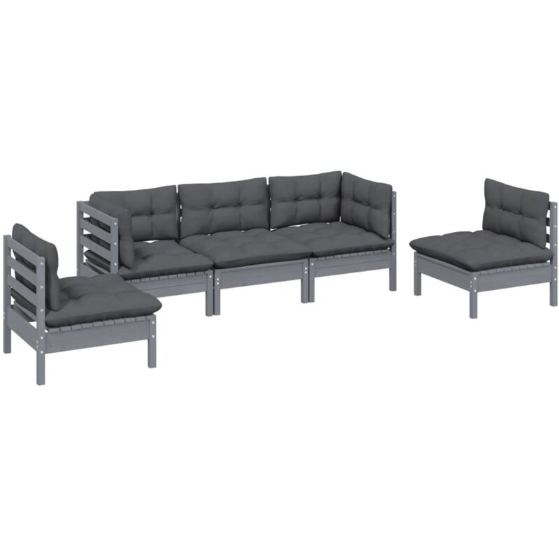 Vidaxl - Salon de jardin 5 pcs avec coussins Bois de pin massif