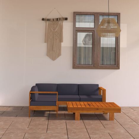 Salon de jardin 5 pcs avec coussins gris foncé Bois d'acacia vidaXL