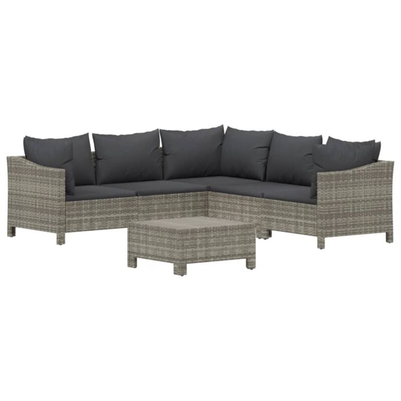 Vidaxl - Salon de jardin 6 pcs avec coussins Gris Résine tressée