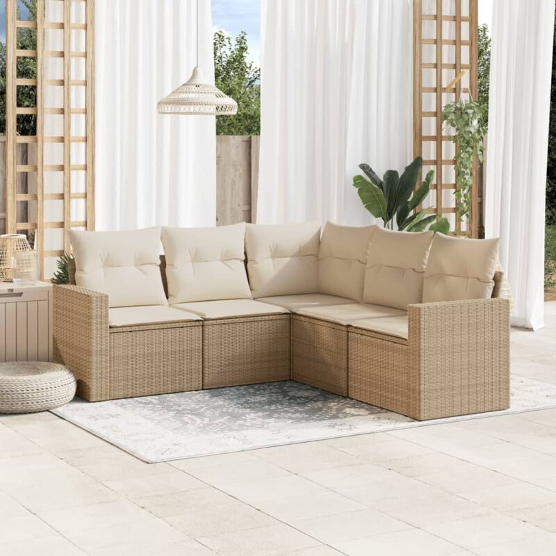 Vidaxl - Salon de jardin avec coussins 5 pcs beige résine tressée