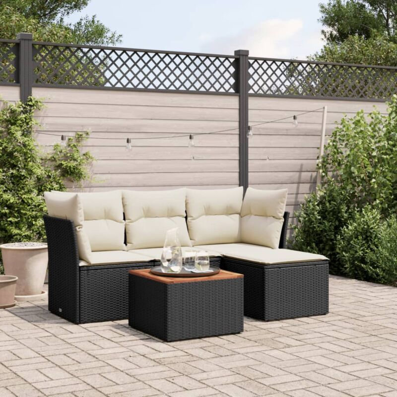 Vidaxl - Salon de jardin 5 pcs avec coussins noir résine tressée