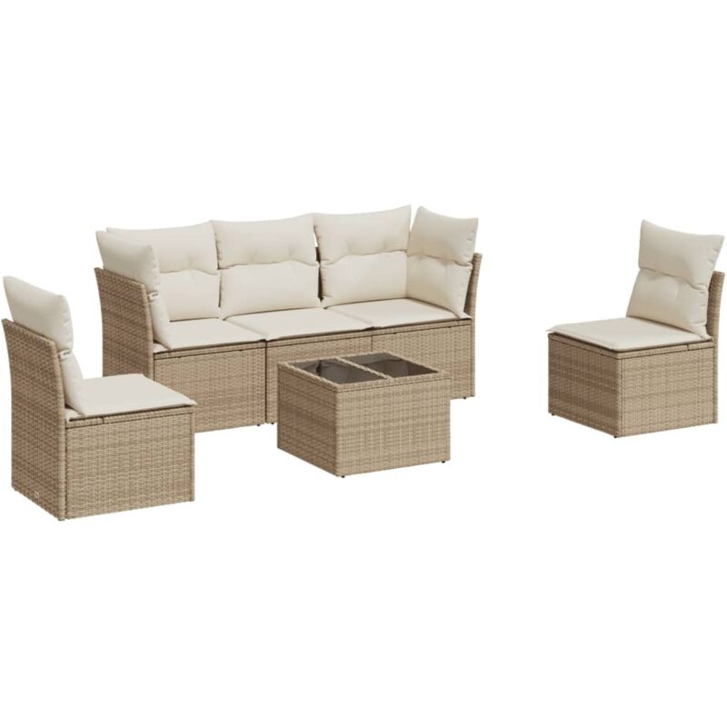 Vidaxl - Salon de jardin avec coussins 6 pcs beige résine tressée