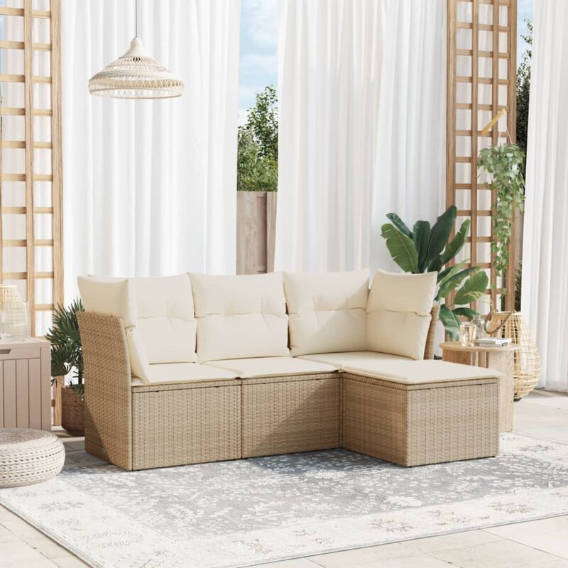 Vidaxl - Salon de jardin avec coussins 4 pcs beige résine tressée