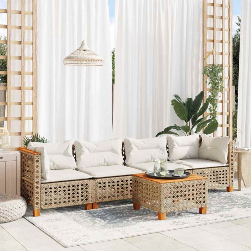 Vidaxl - Salon de jardin avec coussins 5 pcs beige résine tressée