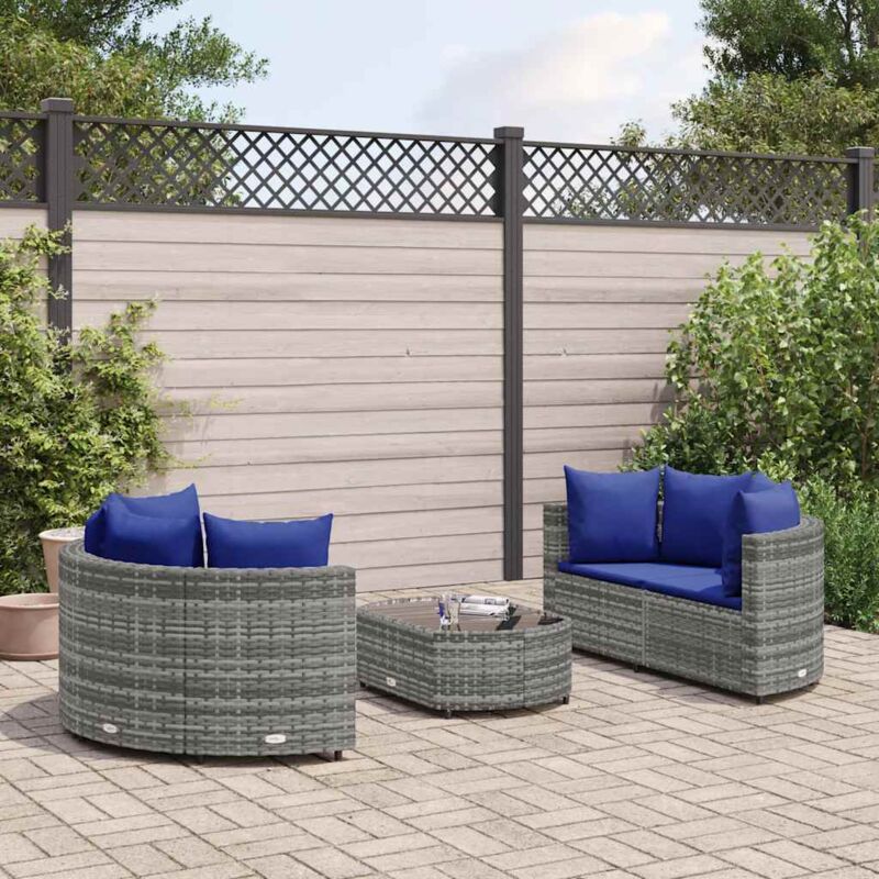 Vidaxl - Salon de jardin 5 pcs avec coussins gris résine tressée