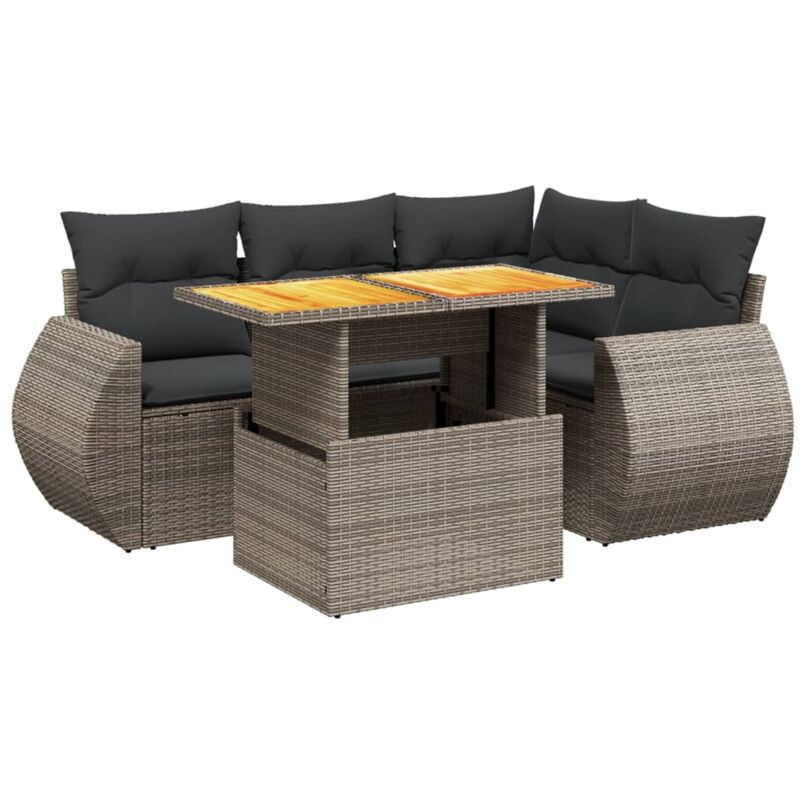 Vidaxl - Salon de jardin 5 pcs avec coussins gris résine tressée