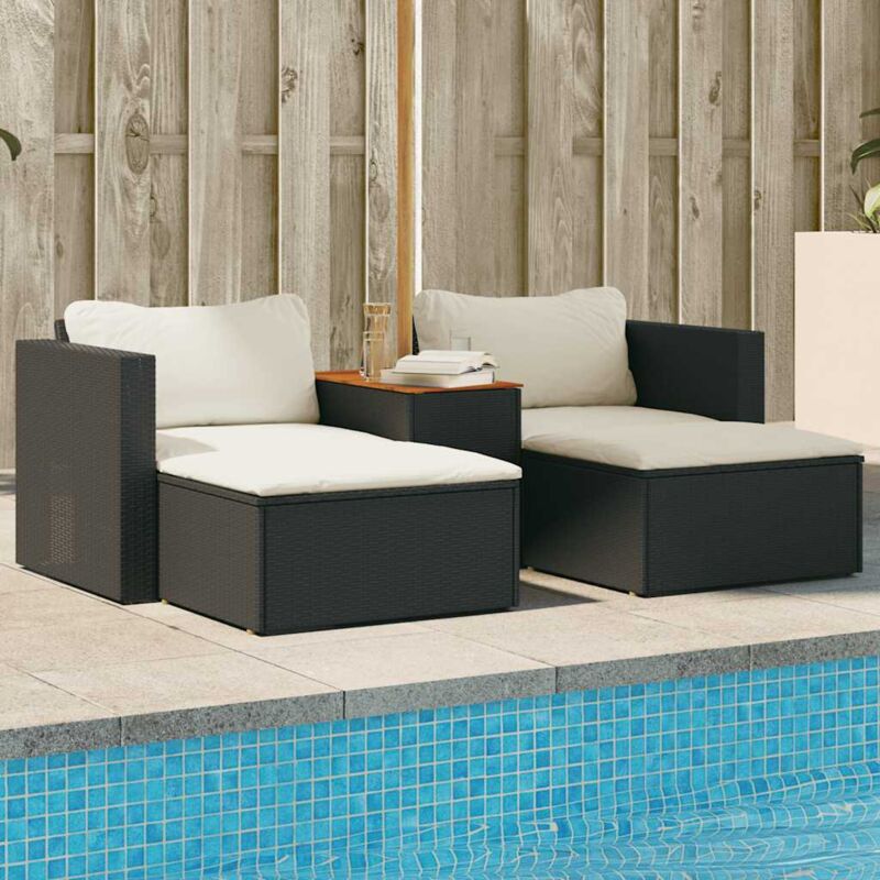 Vidaxl - Salon de jardin 5 pcs avec coussins noir résine tressée acacia