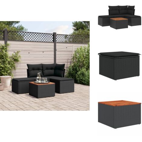 Salon de jardin 5 pcs avec coussins noir résine tressée - Ensemble Salon De Jardin - Mobilier De Jardin - Canapé Extérieur - Set De Jardin - Chaise Lounge