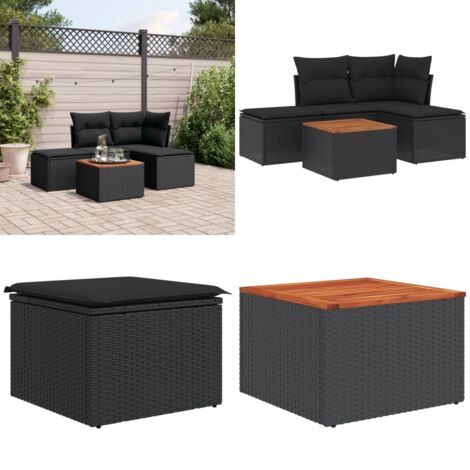 Salon de jardin 5 pcs avec coussins noir résine tressée - Ensemble Salon De Jardin - Mobilier De Jardin - Canapé Extérieur - Set De Jardin - Chaise Lounge - Home & Living
