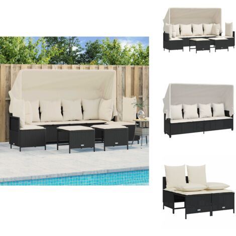 Salon de jardin 5 pcs avec coussins noir résine tressée - Salon De Jardin - Canapé D'extérieur - Set Salon - Mobilier De Jardin - Résine Tressée