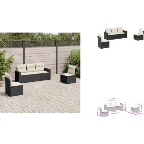 Salon de jardin 5 pcs avec coussins noir résine tressée - Salon De Jardin - Canapé Extérieur - Meuble De Jardin - Ensemble Salon De Jardin - Résine Tressée