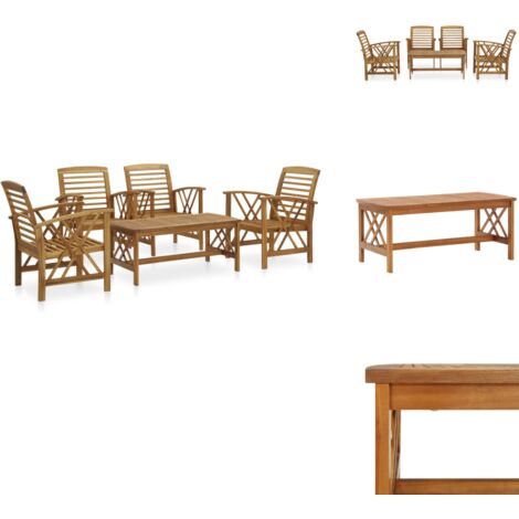 Salon de jardin 5 pcs Bois d'acacia massif - Salon De Jardin - Mobilier De Jardin - Ensemble De Salon - Chaises De Jardin - Acacia Massif