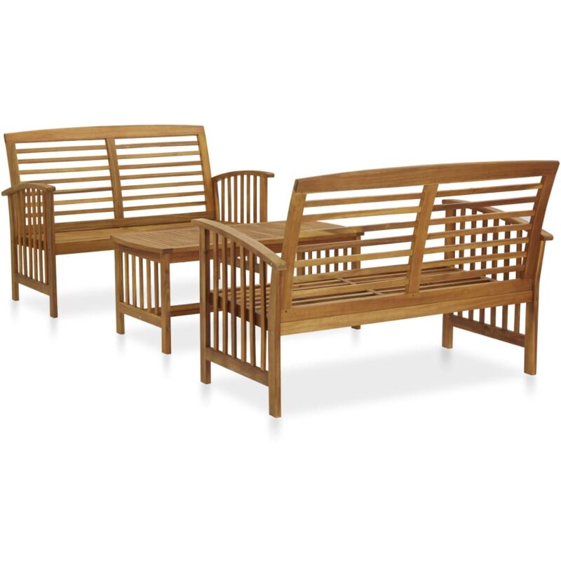 Salon de jardin 3 pcs Bois d'acacia solide