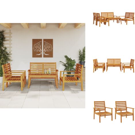 Salon de jardin 5 pcs bois d'acacia solide - Salon De Jardin - Mobilier De Jardin - Set De Salon Extérieur - Table Basse - Chaises De Jardin
