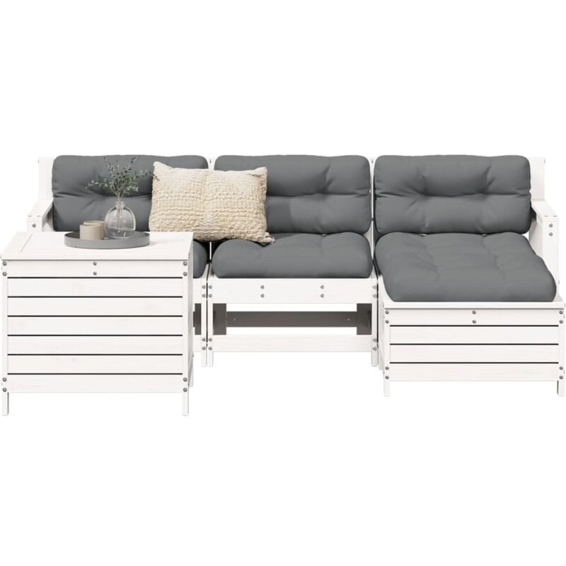Vidaxl - Salon de jardin 5 pcs blanc bois massif de pin