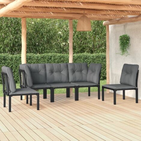 Salon de jardin 5 pcs - Canapé de jardin - Ensembles de Meubles d'exterieur - noir et gris résine tressée Chic-632870
