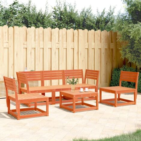 Salon de jardin 5 pcs cire marron bois de pin massif vidaXL