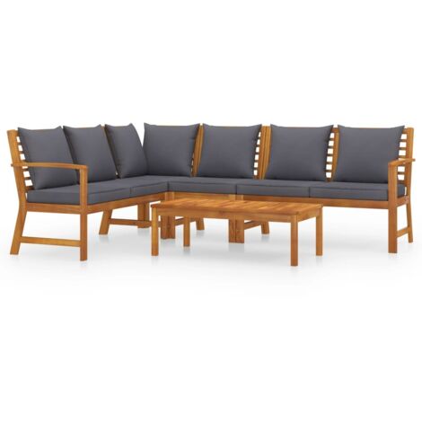 Salon de jardin 5 pcs Contemporain, Ensemble repas de jardin, avec coussin Bois d'acacia solide OIB3519E