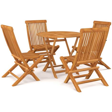 Salon de jardin 5 pcs Ensemble Table et Chaise de Jardin - Bois de teck massif BV349335 - BonneVie - Brun
