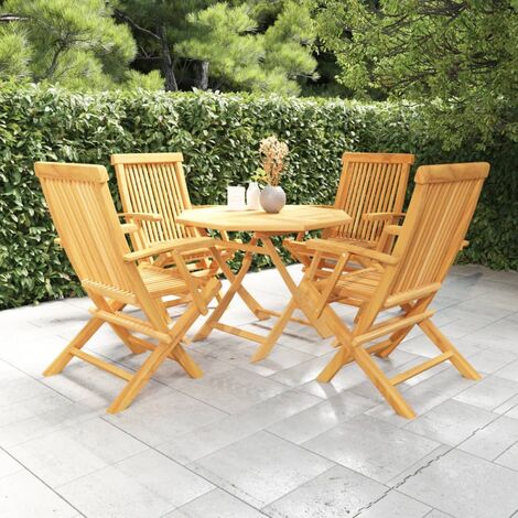 Salon de jardin 5 pcs Ensemble Table et Chaise de Jardin - Bois de teck massif BV629782 - BonneVie - Brun