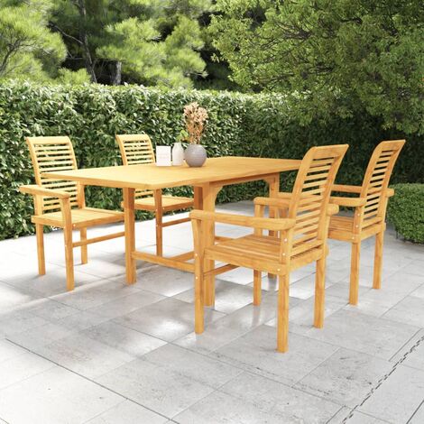 Salon de jardin 5 pcs Ensemble Table et Chaise de Jardin - Bois de teck massif BV883282 - BonneVie - Brun