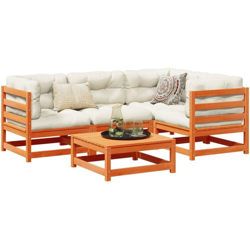 Vidaxl - Salon de jardin 5 pcs cire marron bois de pin massif