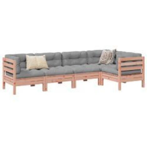 Salon de jardin 5 pcs et coussins bois massif sapin de douglas