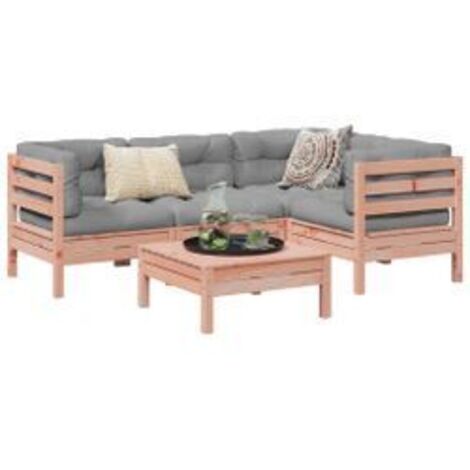 Salon de jardin 5 pcs et coussins bois massif sapin de douglas