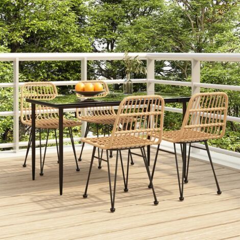 Salon de jardin 5 pcs - Mobilier de jardin - Ensemble Table à manger + 4 chaises Résine tressée Chic-188871