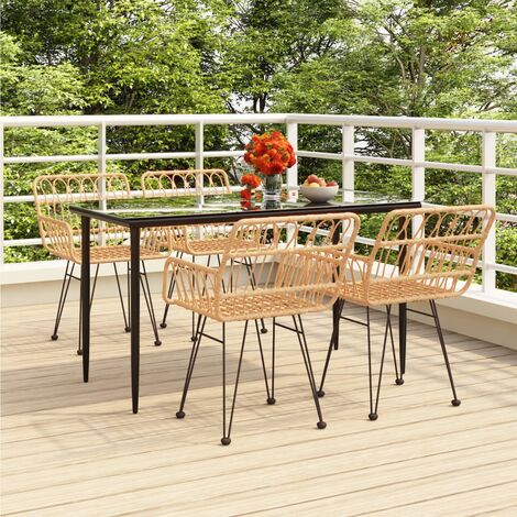 Salon de jardin 5 pcs - Mobilier de jardin - Ensemble Table à manger + 4 chaises Résine tressée Chic-462412