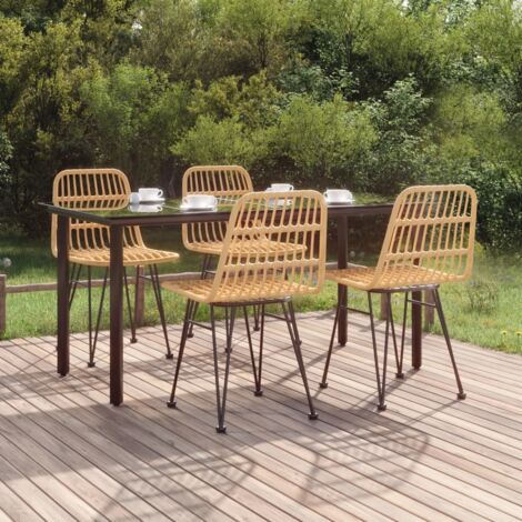Salon de jardin 5 pcs - Mobilier de jardin - Ensemble Table à manger + 4 chaises Résine tressée Chic-509334