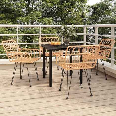 Salon de jardin 5 pcs - Mobilier de jardin - Ensemble Table à manger + 4 chaises Résine tressée Chic-712313