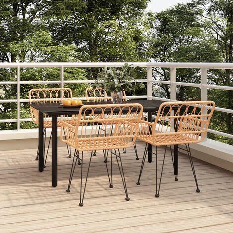 Salon de jardin 5 pcs - Mobilier de jardin - Ensemble Table à manger + 4 chaises Résine tressée Chic-778701