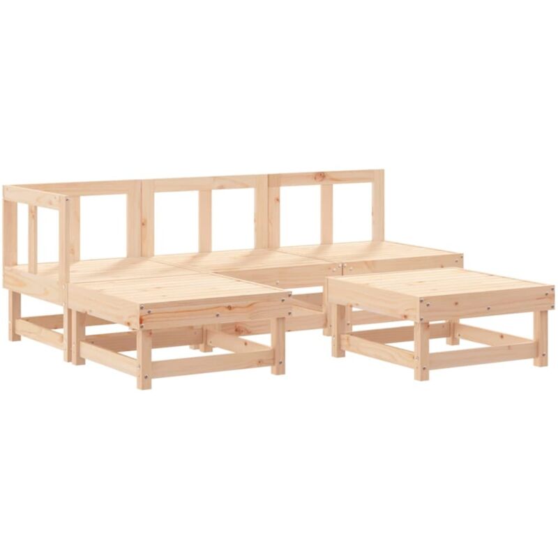 Salon de jardin 5 pcs bois massif de pin