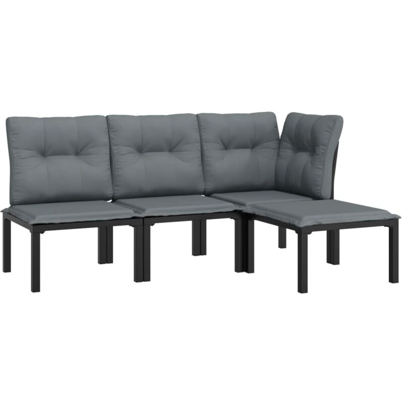Vidaxl - Salon de jardin 4 pcs noir et gris résine tressée