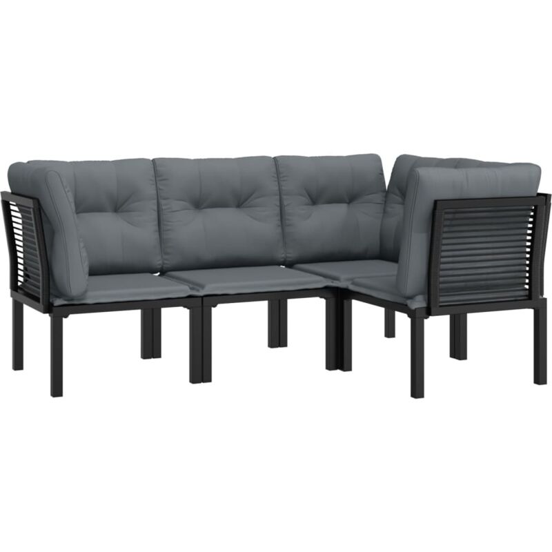 Vidaxl - Salon de jardin 4 pcs noir et gris résine tressée