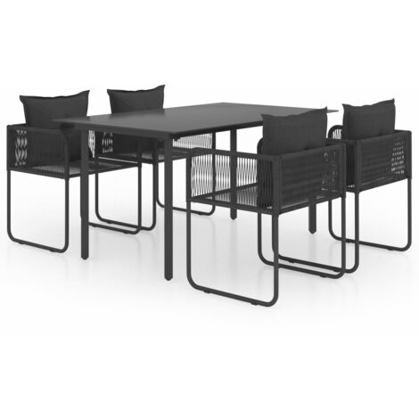 Salon de jardin 7 pcs PVC Résine tressée Noir