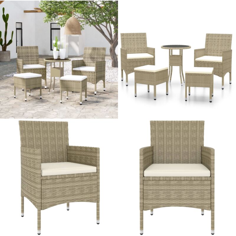 Salon de jardin 5 pcs Résine tressée Beige - Ensemble Salon De Jardin - Mobilier De Jardin - Table Basse - Chaises De Jardin - Set De Jardin - Home &