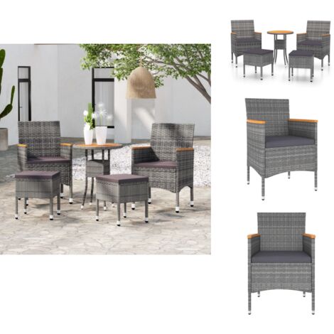 Salon de jardin 5 pcs Résine tressée Gris - Ensemble Salon De Jardin - Mobilier De Jardin - Salon Extérieur - Table Basse - Chaises Pliantes
