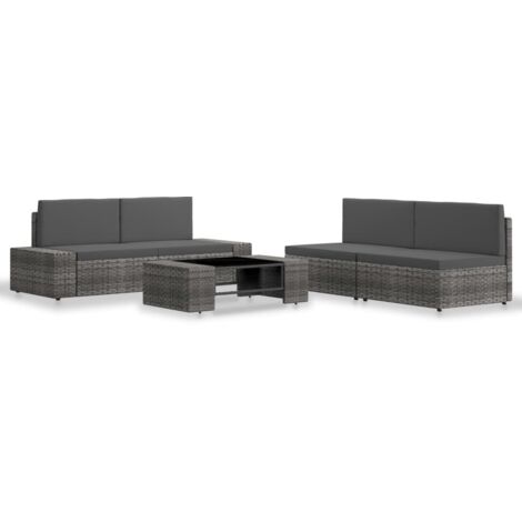 Salon de jardin 5 pcs Résine tressée Gris vidaXL