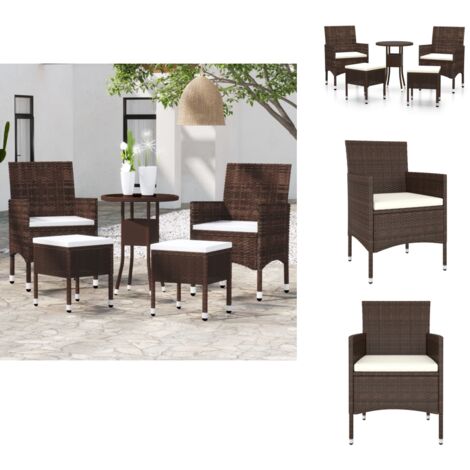 Salon de jardin 5 pcs Résine tressée Marron - Ensemble Salon De Jardin - Mobilier De Jardin - Salon Extérieur - Résine Tressée - Table Basse